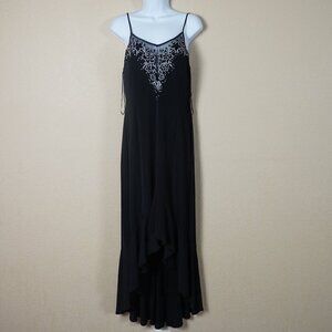 Vtg JS Boutique Y2k Fairy Floral Embroidered High Low Hem Dress Whimsigoth 10